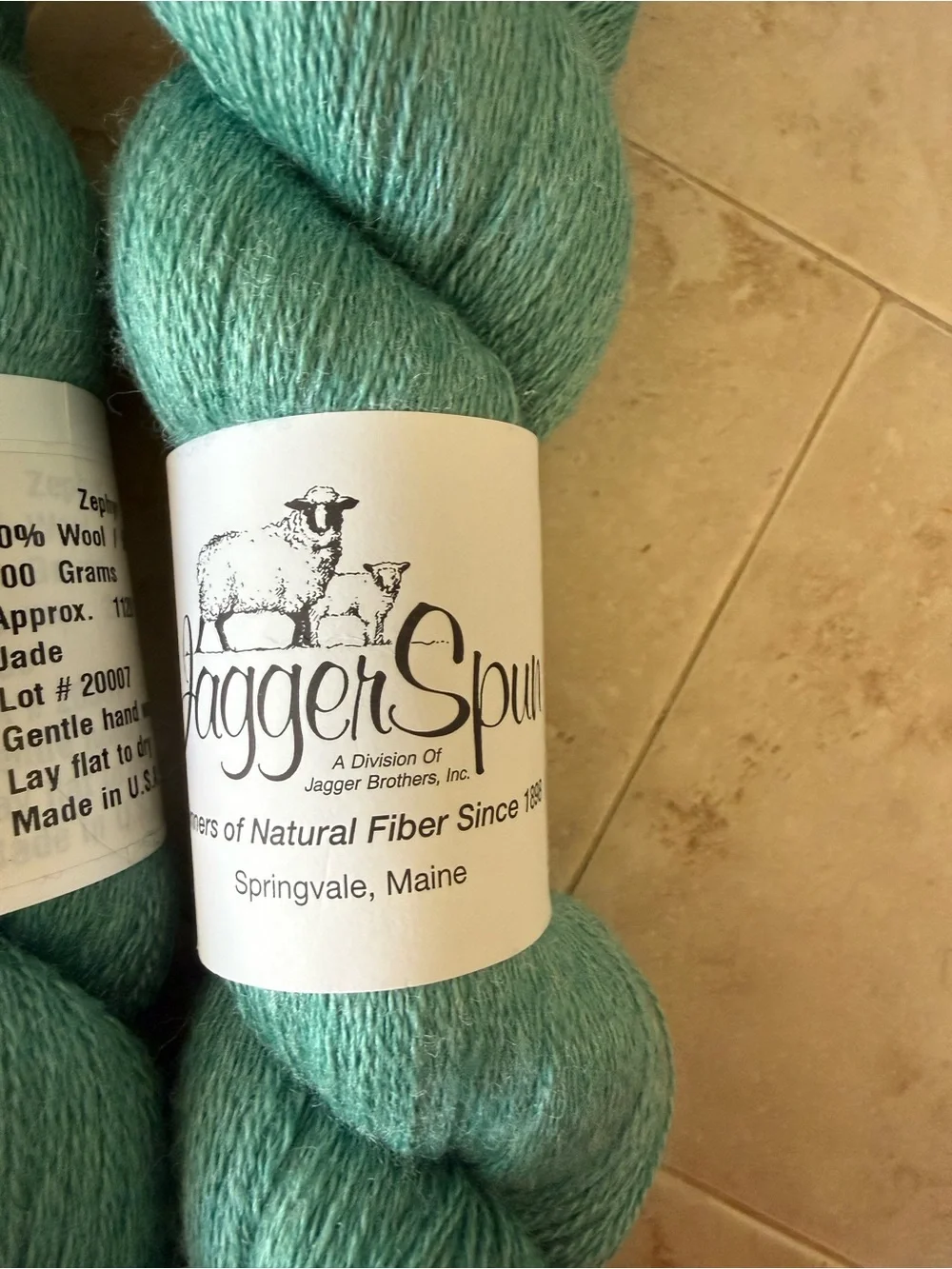 JaggerSpun Jade Wool and Silk Yarn - Two Skeins